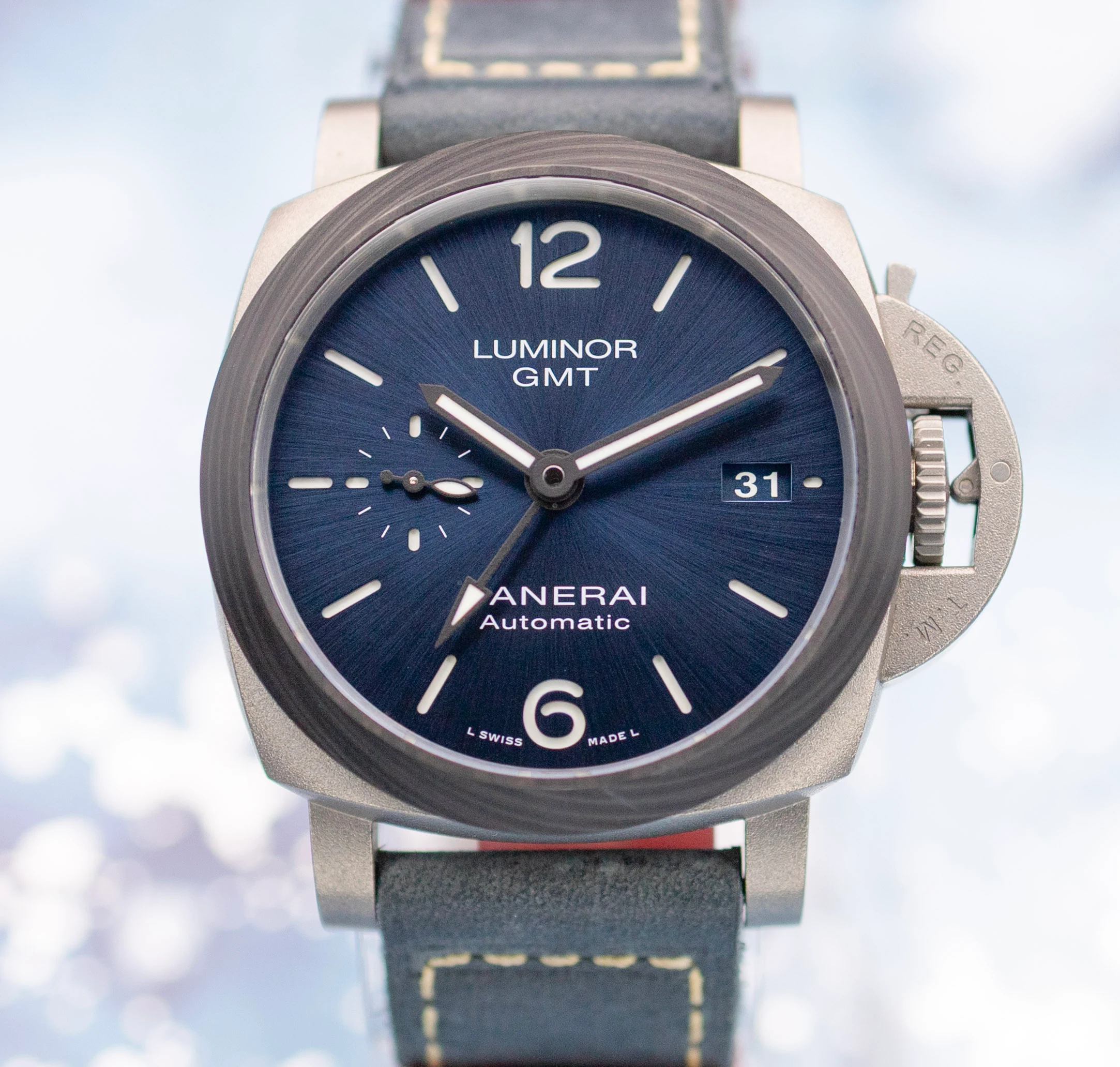 Panerai Luminor GMT Blue Dial Carbotech Titanium